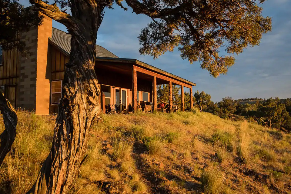 The cabin at sunset