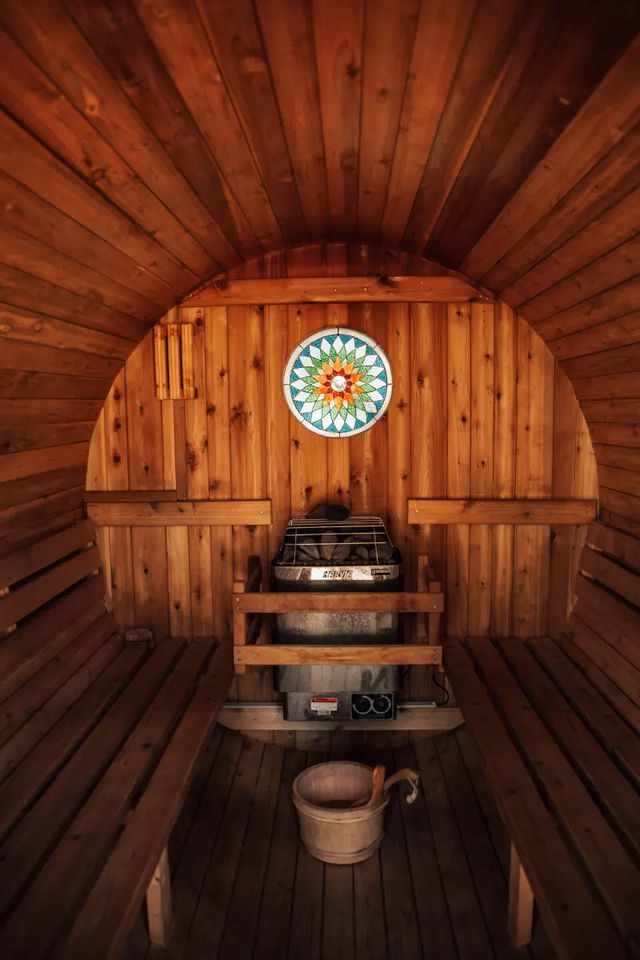 An outdoor sauna