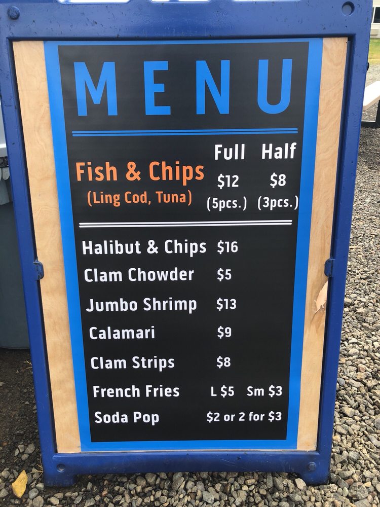 A menu for The Sea Baron Fish And Chips