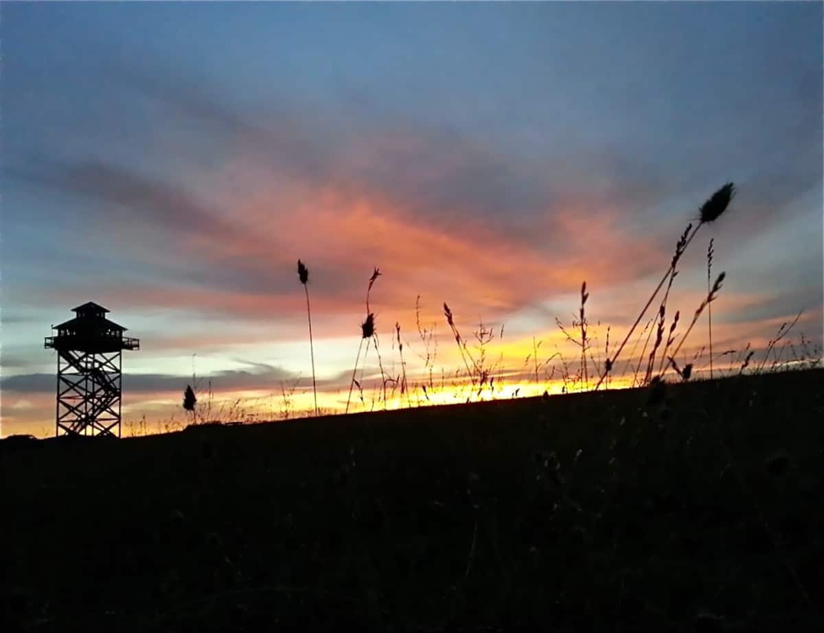 The lookout tower at sunset