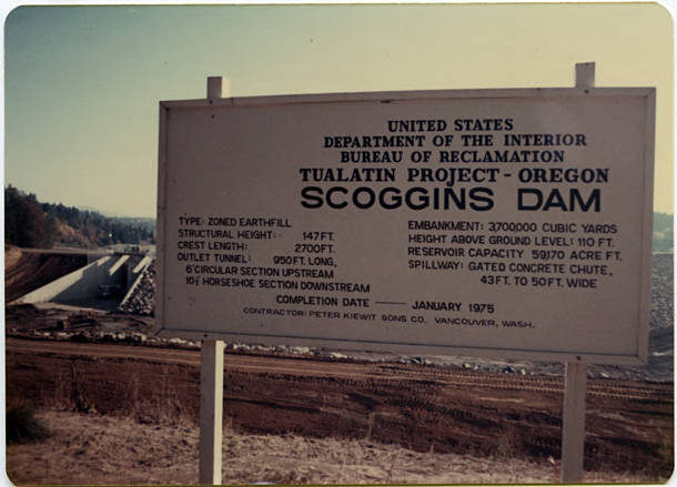 scoggins valley dam construction sign