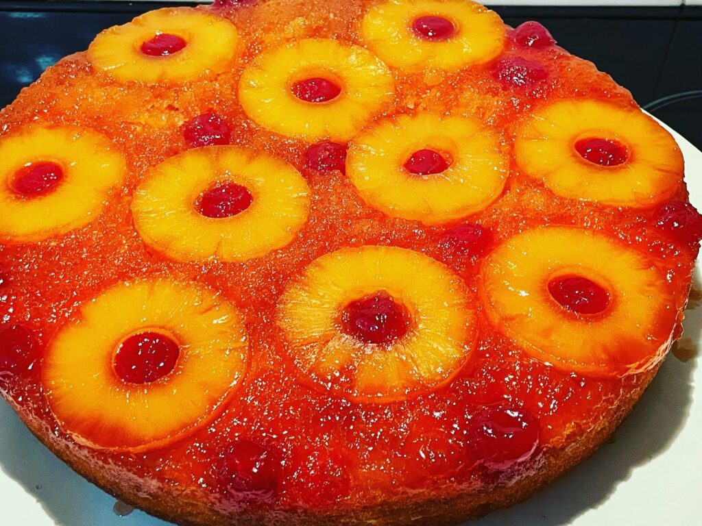 A colorful pineapple upside down cake from Sissi's donuts.
