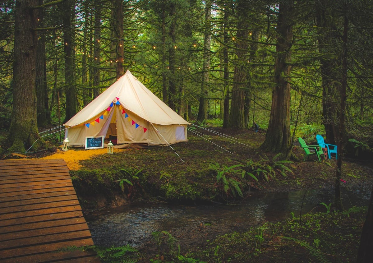 Sleep Overnight in a Luxury Yurt That’s on Your Own Private Forest Island in Oregon