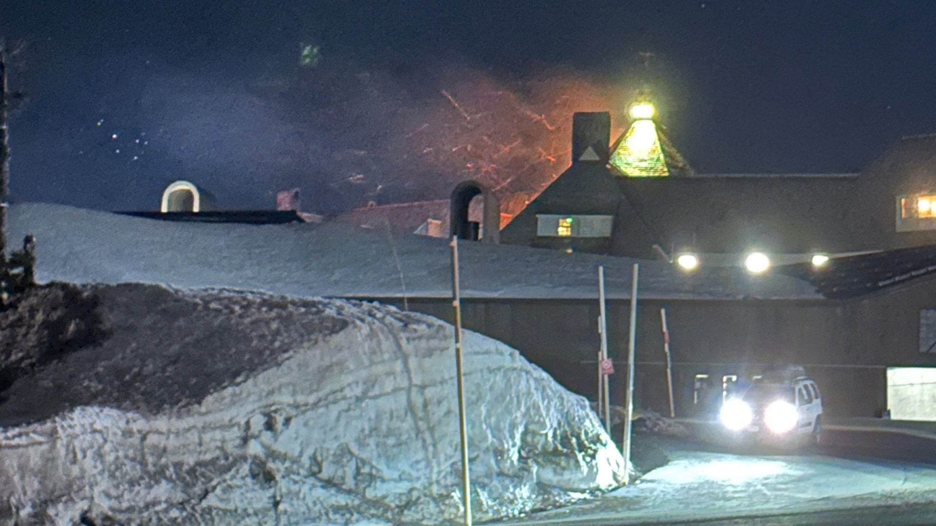 Fire Erupts at Timberline Lodge on Mount Hood